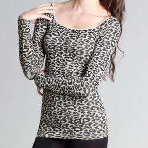Nikibiki Leopard Print Nylon Long Sleeve Top (Sm)